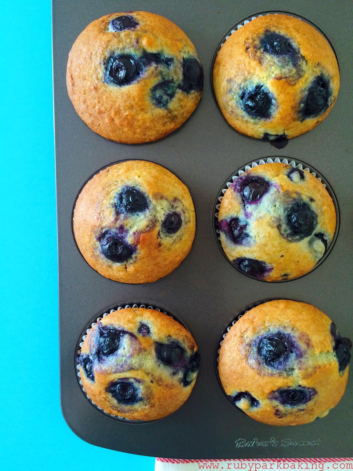 Blueberry muffins, there aren't non butter! on rubyparkbaking.com