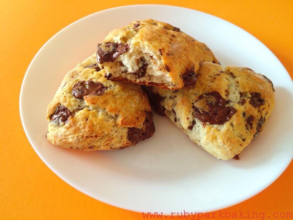 Chocolate chunk scones on rubyparkbaking.com