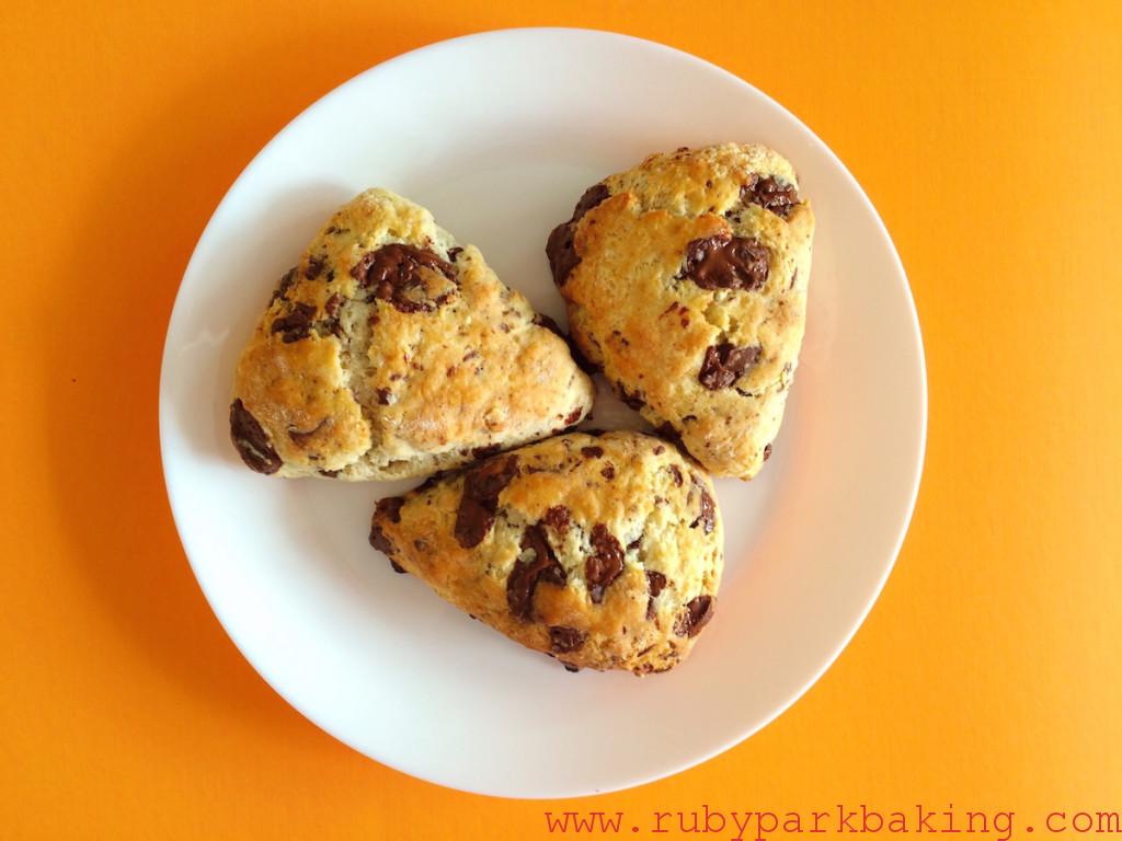 Chocolate chunk scones on rubyparkbaking.com