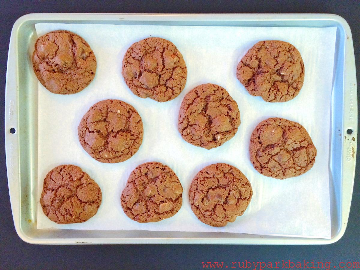 Whole wheat double chocolate cookies on rubyparkbaking.com
